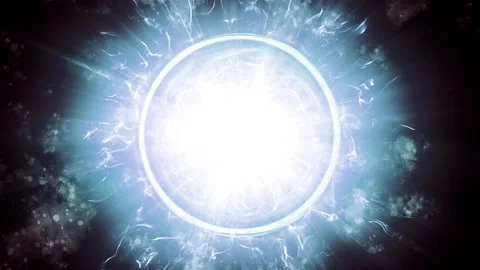 Bright energy source, core fusion generate power, alien object radiation Stockbeeldmateriaal 198302884