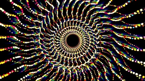 Bright energy tunnel made of waves of colorful lines and dots Stock Footage 280745151