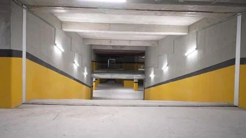 Bright Entry Ramp into Lower Parking Floor Stock Footage 311433916