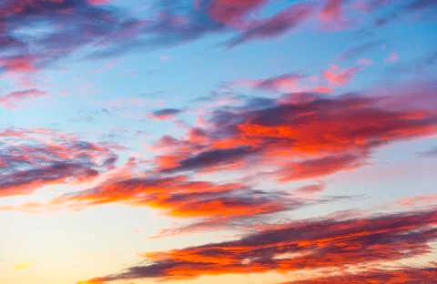 Bright evening sky during sunset Stock Photos
