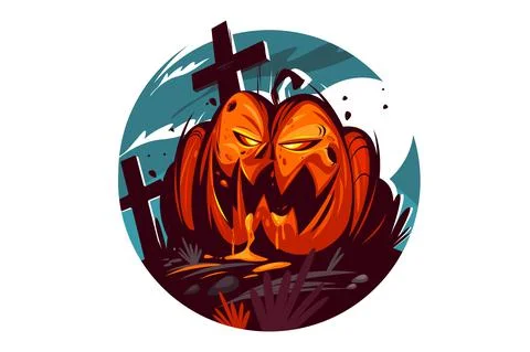 Bright evil pumpkin Stock Illustration