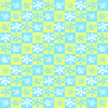 Bright exotic checkered flower pattern Stock Illustration