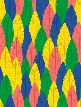 Bright exotic feathers seamless pattern, backdrop Stock Illustration