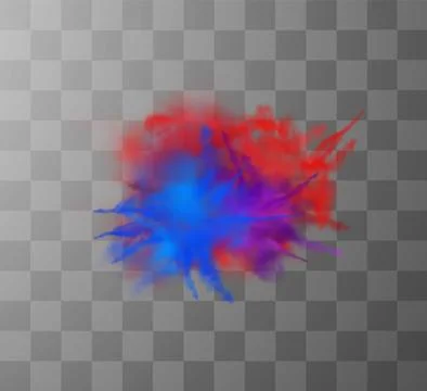 A bright explosion of dust and smoke in red, purple and blue colors. Stock Illustration