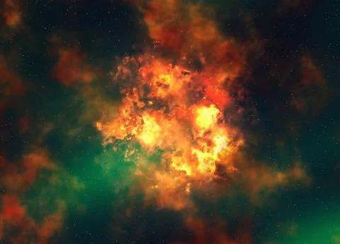 Bright explosion flash on a black background Illustrazione stock