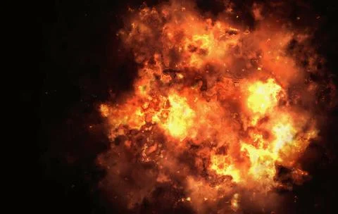 Bright explosion flash on a black backgrounds. fire burst bright explosion... Stock-Fotos