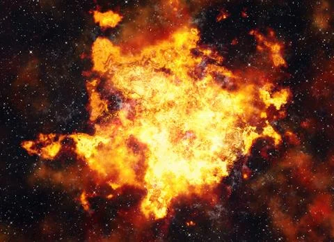 Bright explosion flash on space backgrounds Illustrazione stock