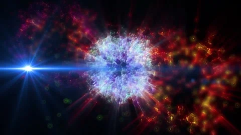 Bright explosions of crystallized plasma in an abstract universe Stock Footage 279386633