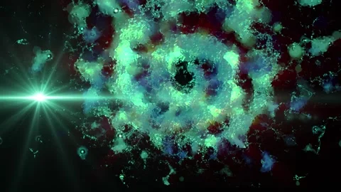 Bright explosions of crystallized plasma in an abstract universe Stock Footage 279387664
