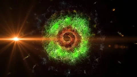 Bright explosions of crystallized plasma in an abstract universe Stock Footage 279388679
