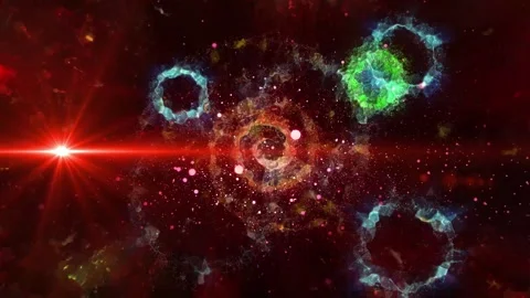 Bright explosions of crystallized plasma in an abstract universe Stock Footage 279389344