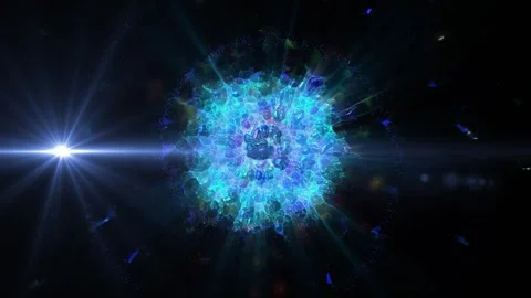 Bright explosions of crystallized plasma in an abstract universe Stock Footage 279390167