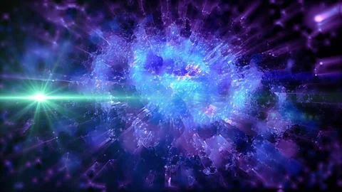 Bright explosions of crystallized plasma in an abstract universe Stock Footage 279390241