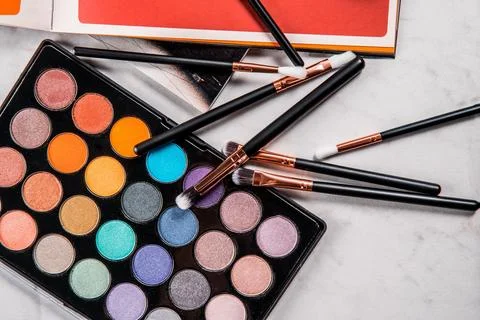 Bright-eye-makeup-brushes   Stock Photos