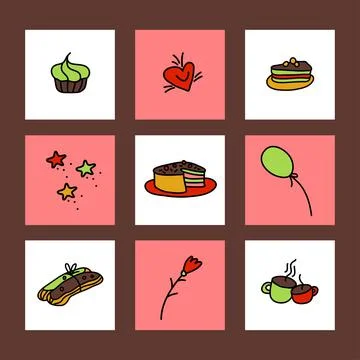 Bright festive design elements for holidays and birthdays Stock Illustration