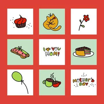 Bright festive design elements for mother's day. Stock Illustration