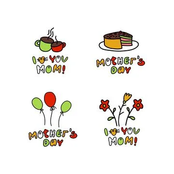 Bright festive design elements for mother's day. Stock Illustration
