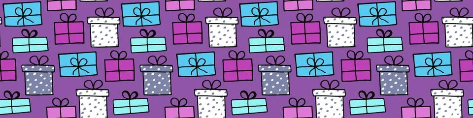 Bright festive gift box vector seamless pattern Stock Illustration