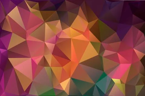 Bright fiery background of multicolored triangles. Hot, summer gradient backg Stock Illustration