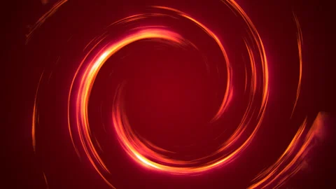 A bright fiery circle of light lines on a dark red background . Abstract Stock Footage 256094570