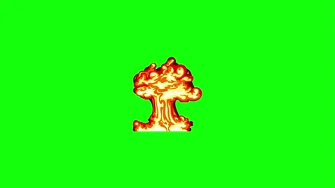 Bright fiery explosion with orange and red flames on green screen background Stock Footage 339568334