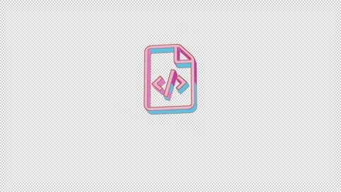 Bright file code icon is jumping merrily. Retro style. Alpha channel black. Stock Footage 252905198