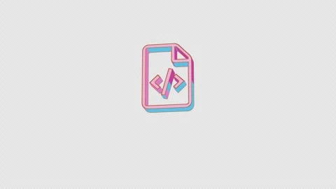 Bright file code icon is jumping merrily. Retro style. Alpha channel black. Stock Footage 252905212