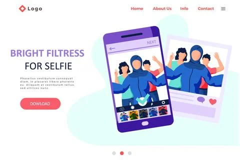 Bright filters for selfie screen interface photo frame in social media app with Illustrazione stock