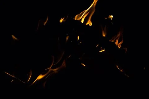 Bright fire on a black background at night Foto stock