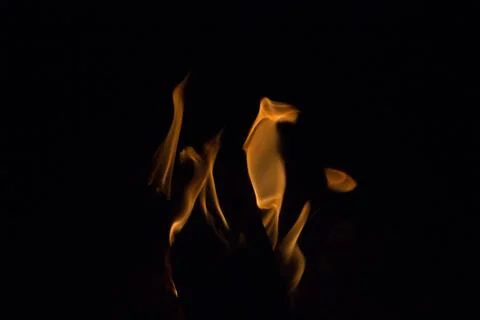 Bright fire on a black background at night Foto stock