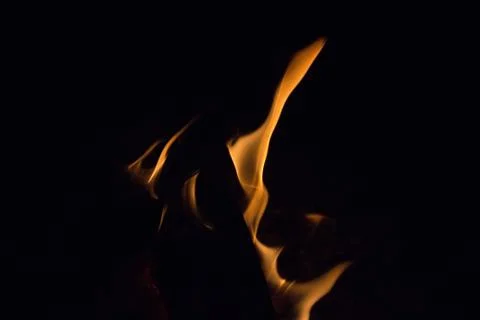 Bright fire on a black background at night Foto stock