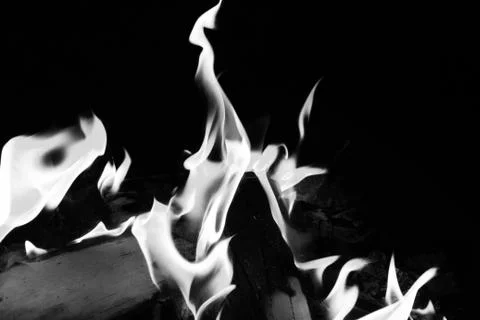 Bright fire on a black background at night Stock Photos