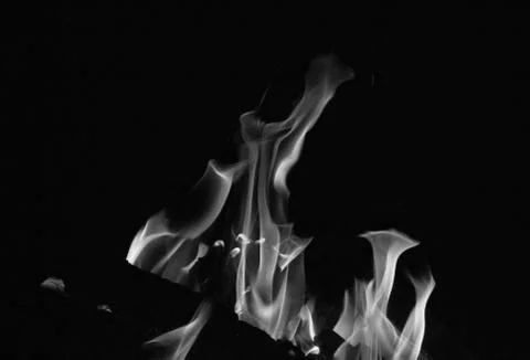 Bright fire on a black background at night Stock Photos