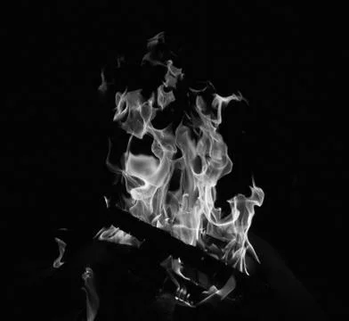 Bright fire on a black background at night Foto stock