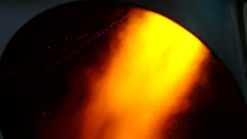 Bright fire bursts from the rocket engine nozzle Stock Footage 151974049