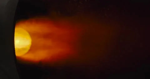 Bright fire bursts from the rocket engine nozzle Stock Footage 186047888