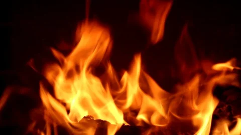 Bright fire in a fireplace Stock Footage 129500863