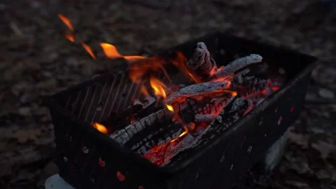 Bright fire flame,a bonfire on rest in the evening. Stock Footage 148211330