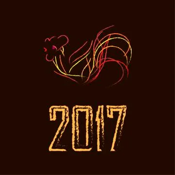 Bright fire rooster on a brown background Stock Illustration
