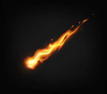 Bright Fireball Comet Streaking Through Dark Sky Stock Illustration