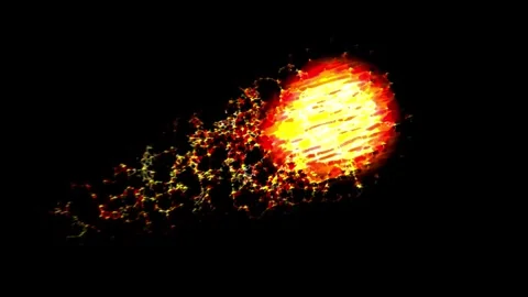 Bright fireball streaking across the night sky glowing with orange and red hu 스톡 동영상 332846590