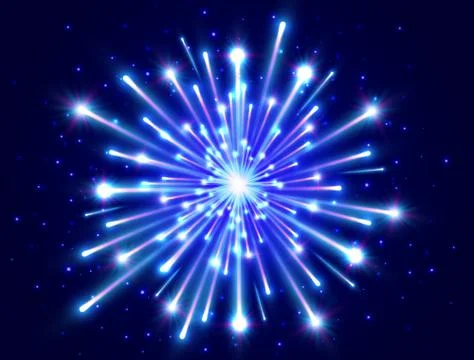 Bright firework. Color neon firework in the night sky. New Year background. C Stock Illustration