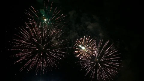 A bright firework flies up into the air and explodes Stock Footage 123583291