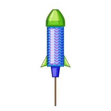 Bright firework rocket cartoon vector illustration Stock Illustration