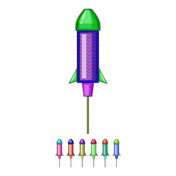 Bright firework rocket cartoon vector graphic Stock Illustration