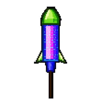 Bright firework rocket pixel art vector illustration Stock-Illustration