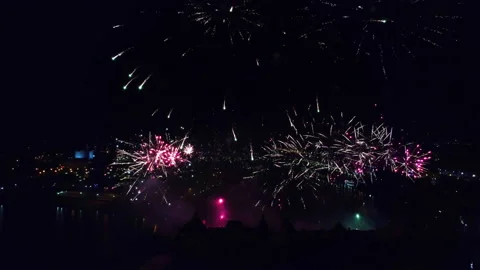 Bright fireworks in the dark Video stock 159728560