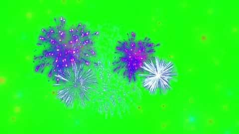 Bright fireworks display isolated on green screen background for easy Video stock 341907868