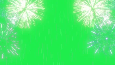 Bright Fireworks Exploding Against a Solid Green Screen Background for Easy Stock Footage 338368743