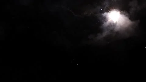 Bright fireworks exploding in the air at night Stock Footage 133027298